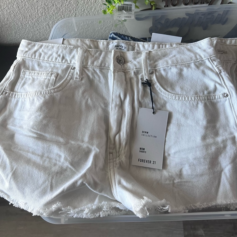 White denim shorts